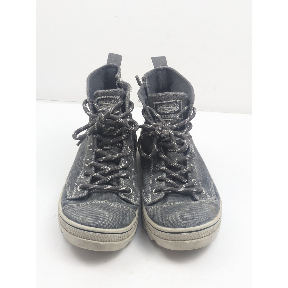 Skechers Women's Size 7‎ Charcoal Denim High-Top Sneakers Zip Lace Casual Shoes